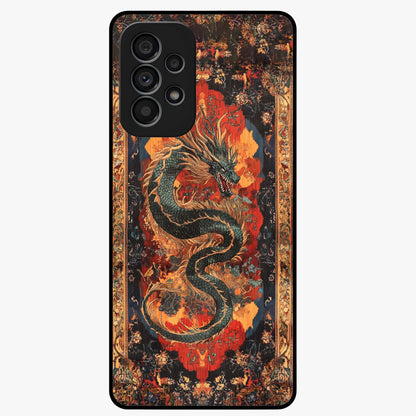 Inferno Dragon Soul Glass Case showing flat back view with fiery dragon artwork and glossy glass finish.