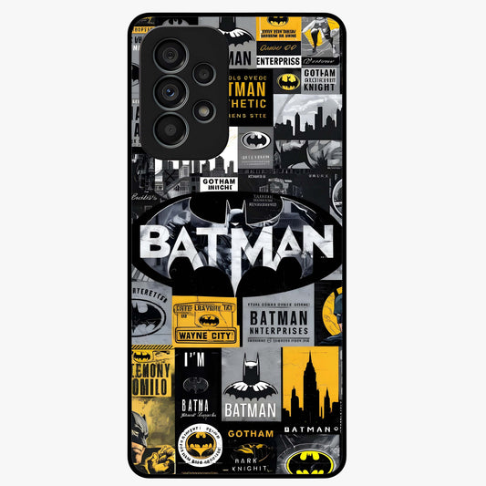 Knight Gotham Rise Glass Case showing flat back view with dark hero inspired artwork and glossy glass finish.