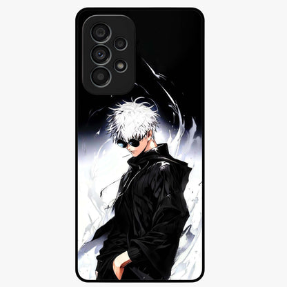 Limitless Shadow King Glass Case showing flat back view with powerful shadow warrior artwork and glossy glass finish.