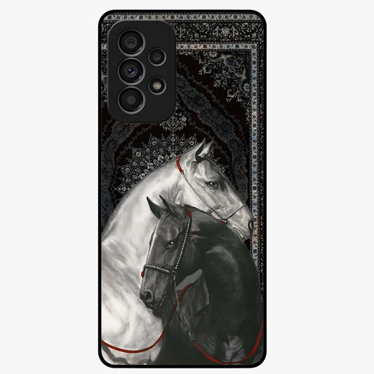 Majestic Ride Legacy Glass Case showing flat back view with powerful automotive inspired artwork and glossy glass finish.