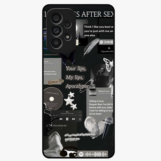 Midnight Love Echo Glass Case showing flat back view with romantic midnight themed artwork and glossy glass finish.