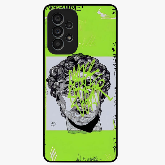 Neo Graffiti Rebellion Glass Case showing flat back view with vibrant graffiti artwork and glossy glass finish.