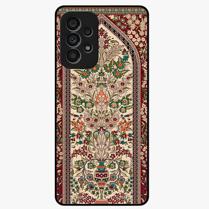 Persian Inspired Glass Case showing flat back view with ornate Persian style pattern artwork and glossy glass finish.