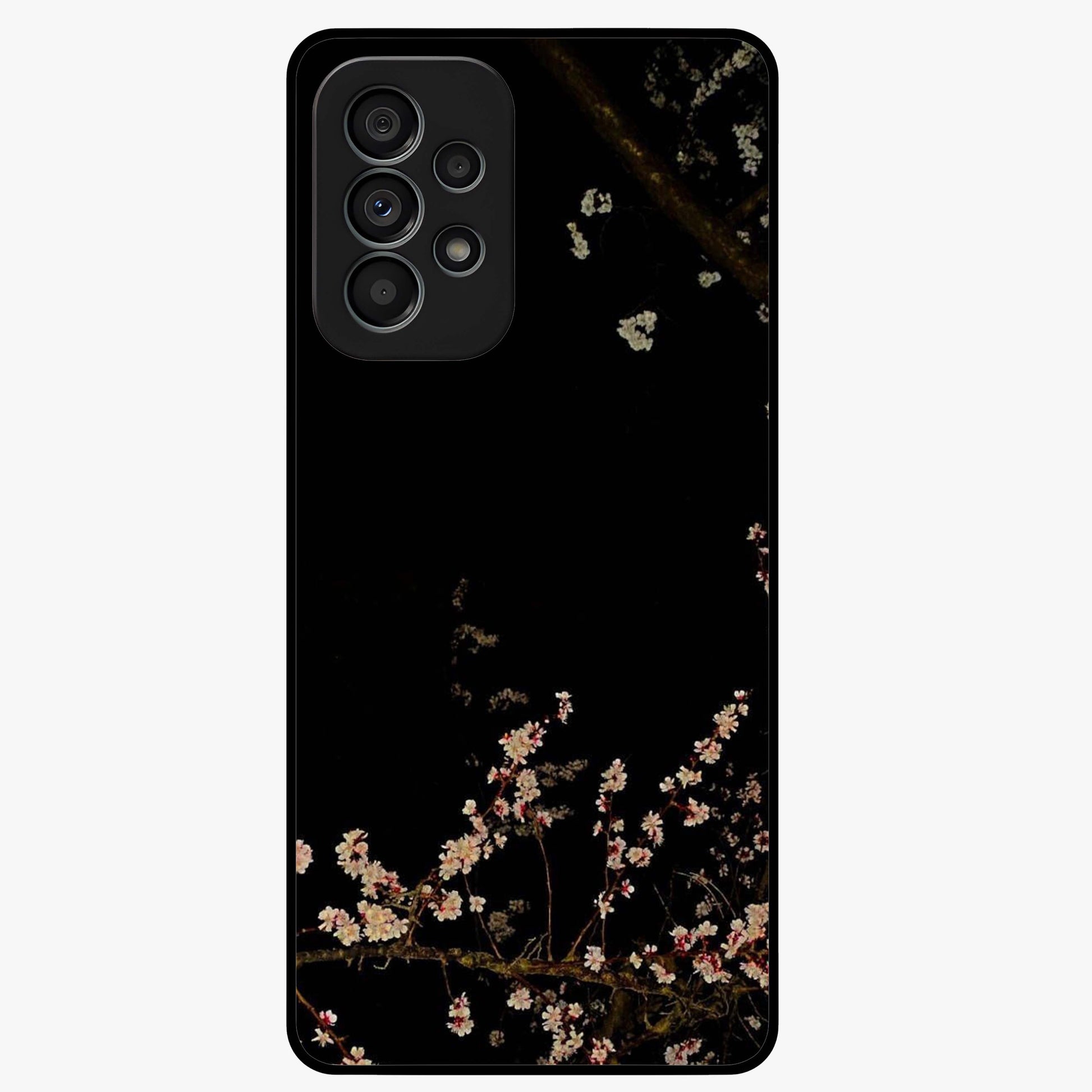 Petal Moon Light With Custom Name Glass Case showing flat back view with floral moonlight artwork and personalized name design.