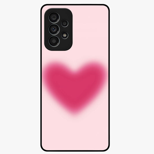 Pink Aura Heart Glass Case showing flat back view with glowing heart artwork and glossy glass finish.