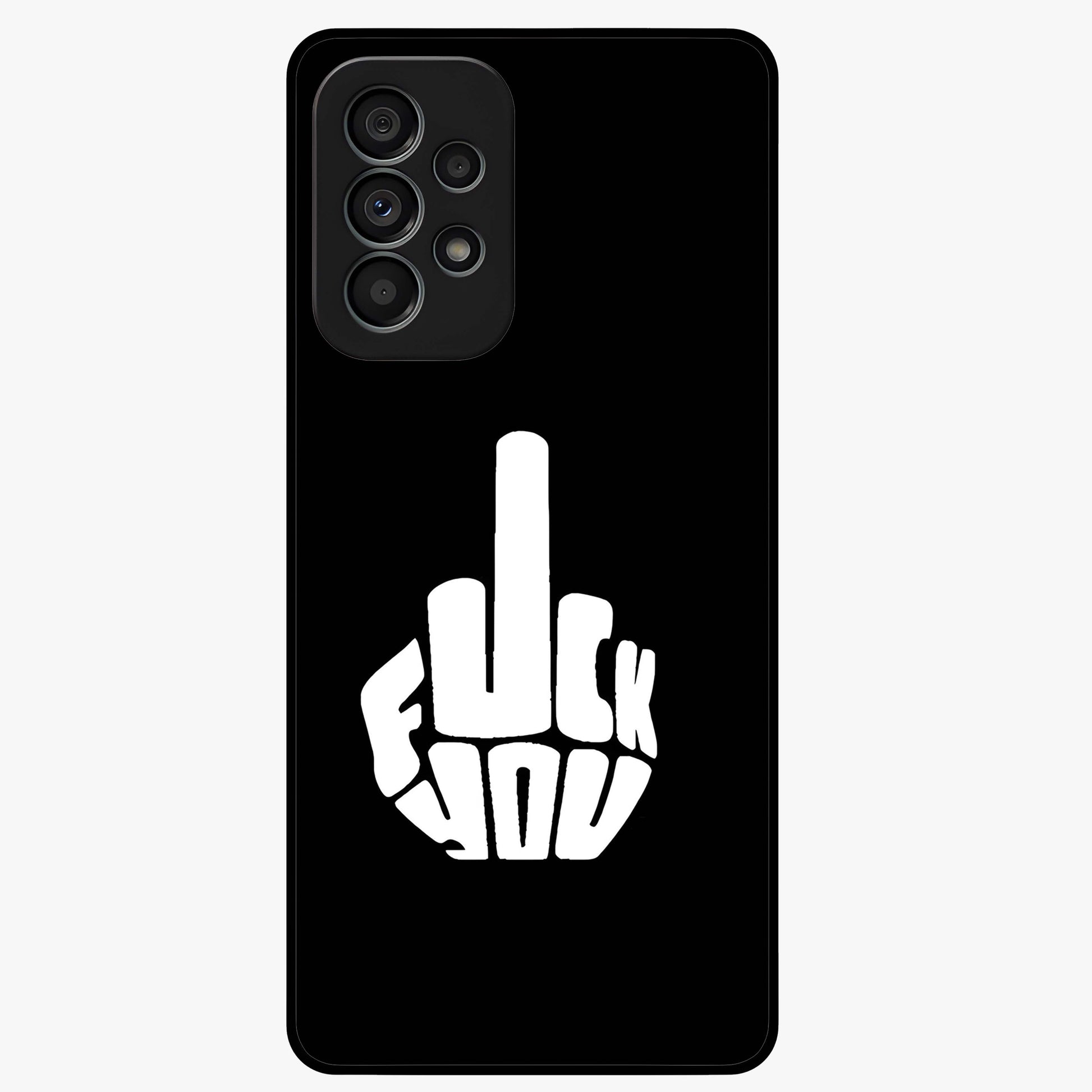 Rebel Mode On Glass Case showing flat back view with bold rebellious typography artwork and glossy glass finish.