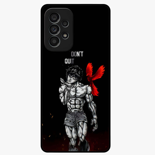 Rise Beyond Limits Glass Case showing flat back view with motivational typography artwork and glossy glass finish.