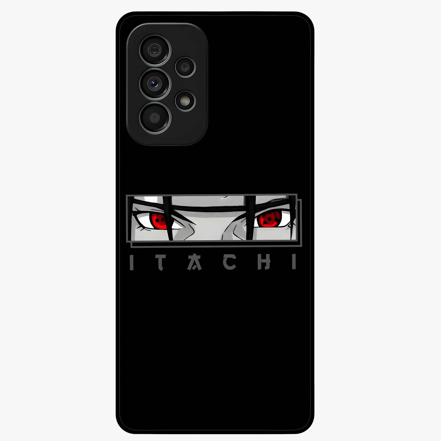 Scarlet Gaze Dominance Glass Case showing flat back view with striking red themed artwork and glossy glass finish.
