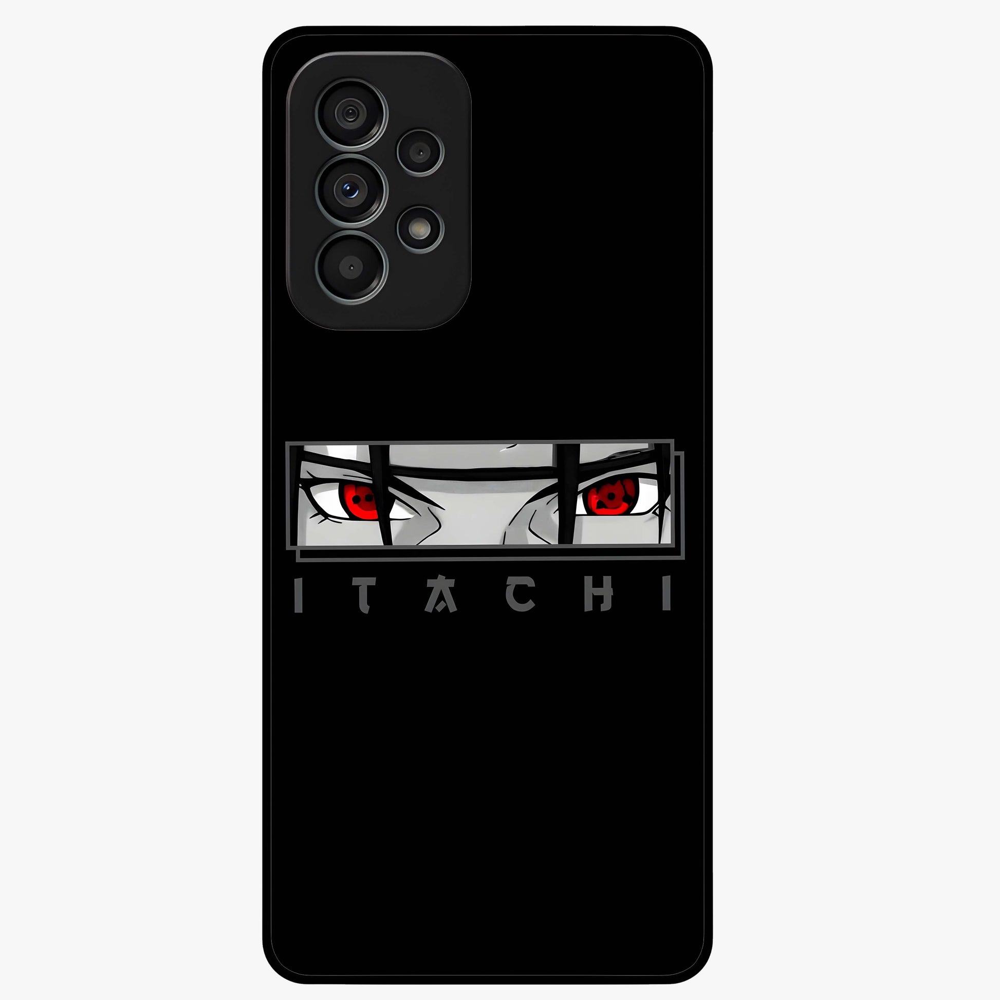 Scarlet Gaze Dominance Glass Case showing flat back view with striking red themed artwork and glossy glass finish.