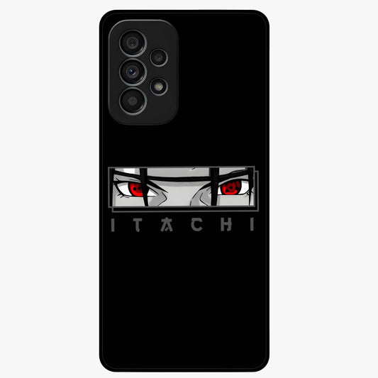 Scarlet Gaze Dominance Glass Case showing flat back view with striking red themed artwork and glossy glass finish.