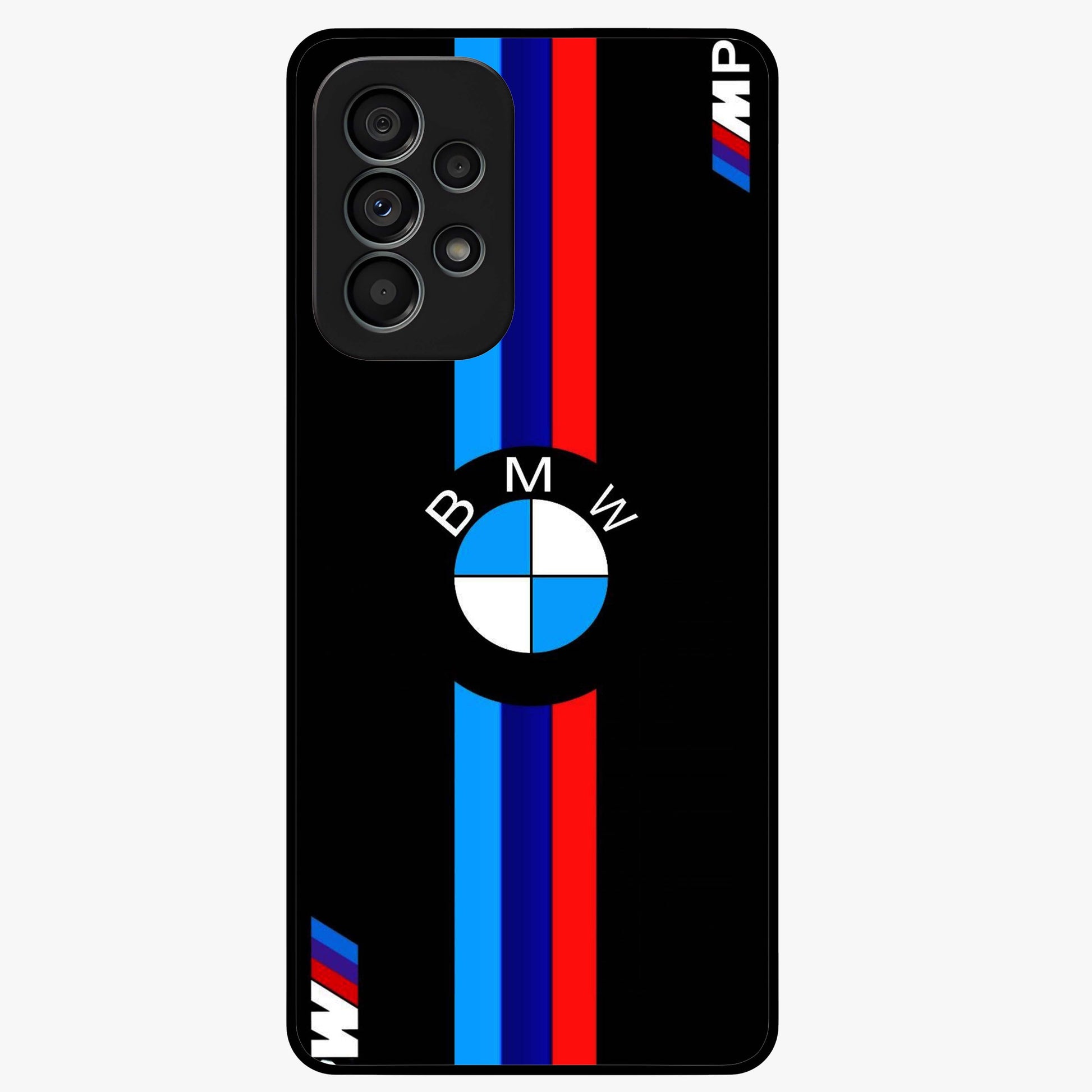 Turbo BMW Beast Glass Case showing flat back view with high performance sports car artwork and glossy glass finish.