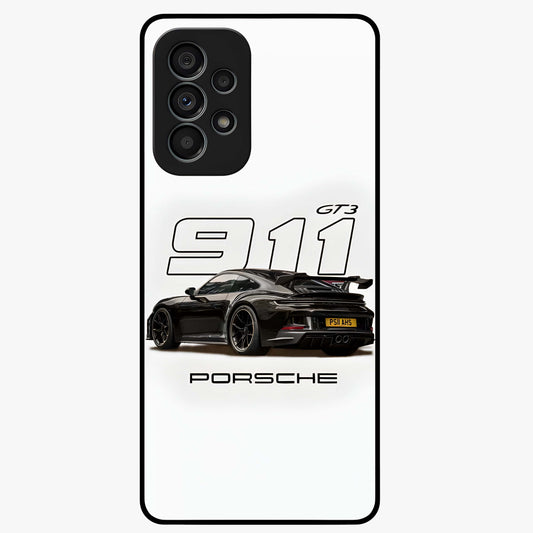 Turbo Legacy Icon Glass Case showing flat back view with iconic sports car inspired artwork and glossy glass finish.