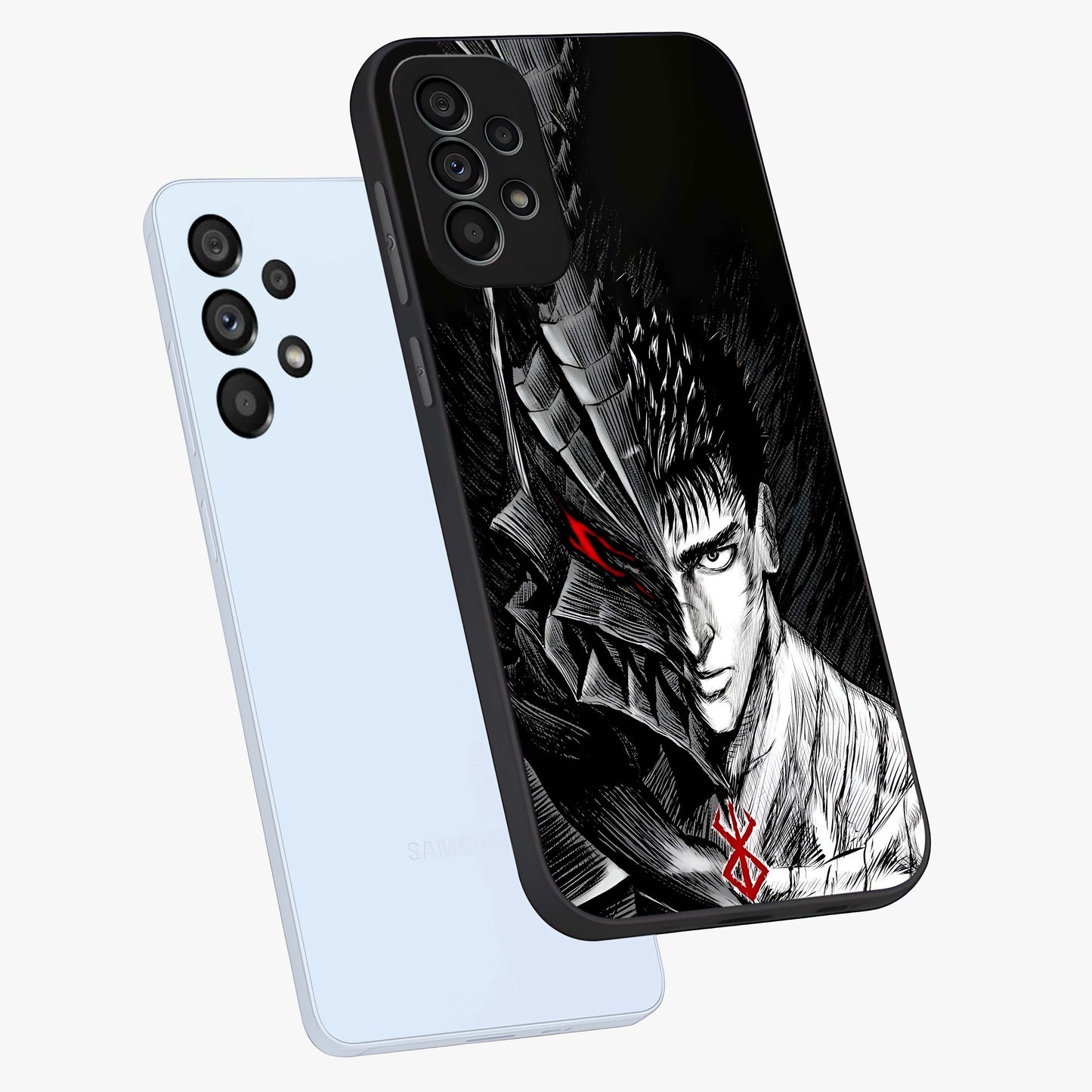 Berserker Blood Oath Glass Case displayed in angled mockup highlighting dark fantasy graphic design and powerful theme.