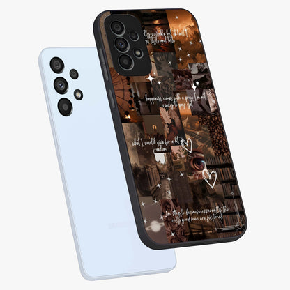 Bittersweet Aesthetic Chaos Glass Case displayed in angled mockup highlighting expressive abstract artwork and edgy aesthetic theme.