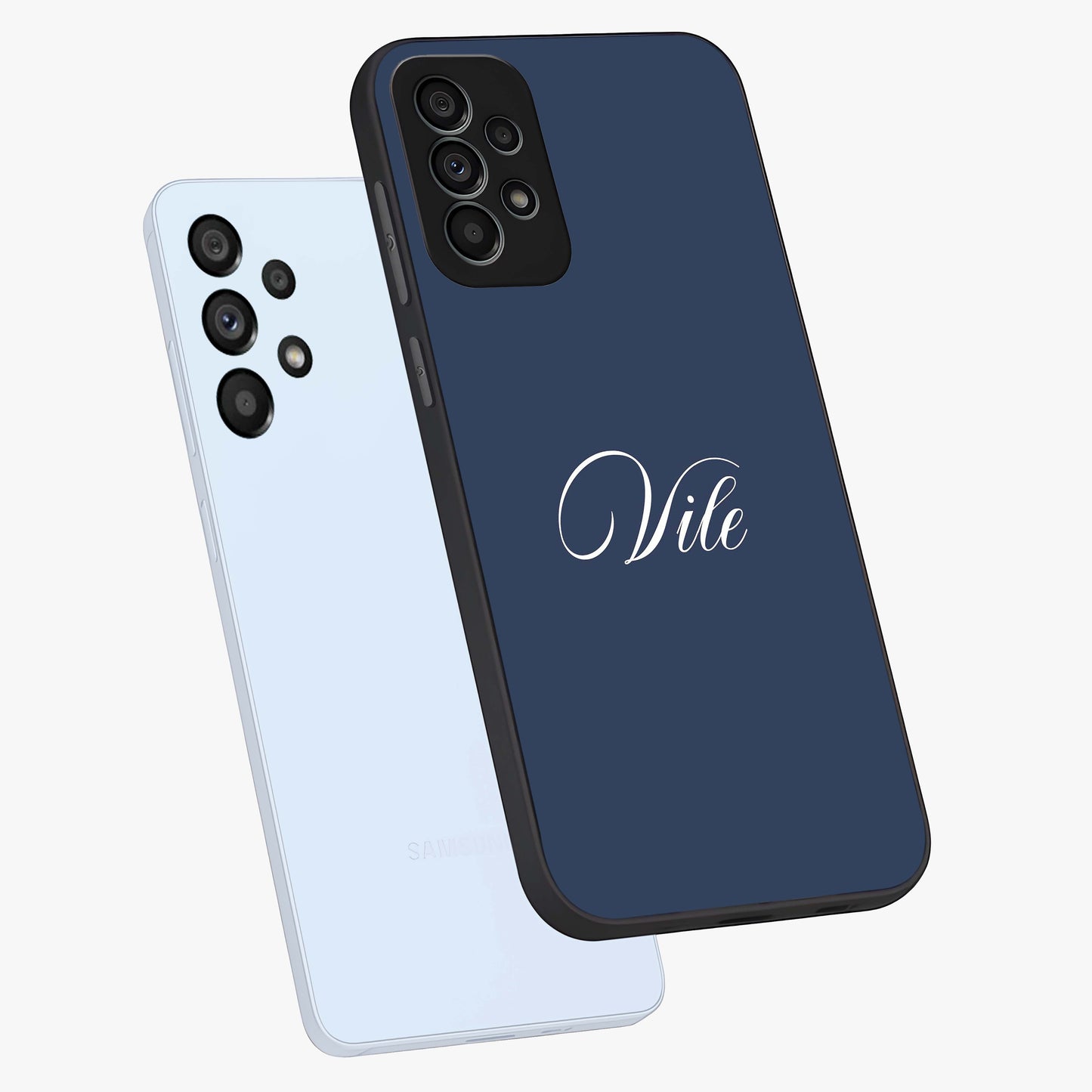 Blue Vintage Floral Pattern Glass Case showing flat back view with elegant vintage floral artwork and glossy glass finish.