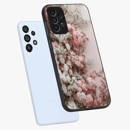 Blush Blossom Cloud Glass Case displayed in angled mockup highlighting soft cloud and blossom design with pastel aesthetic.