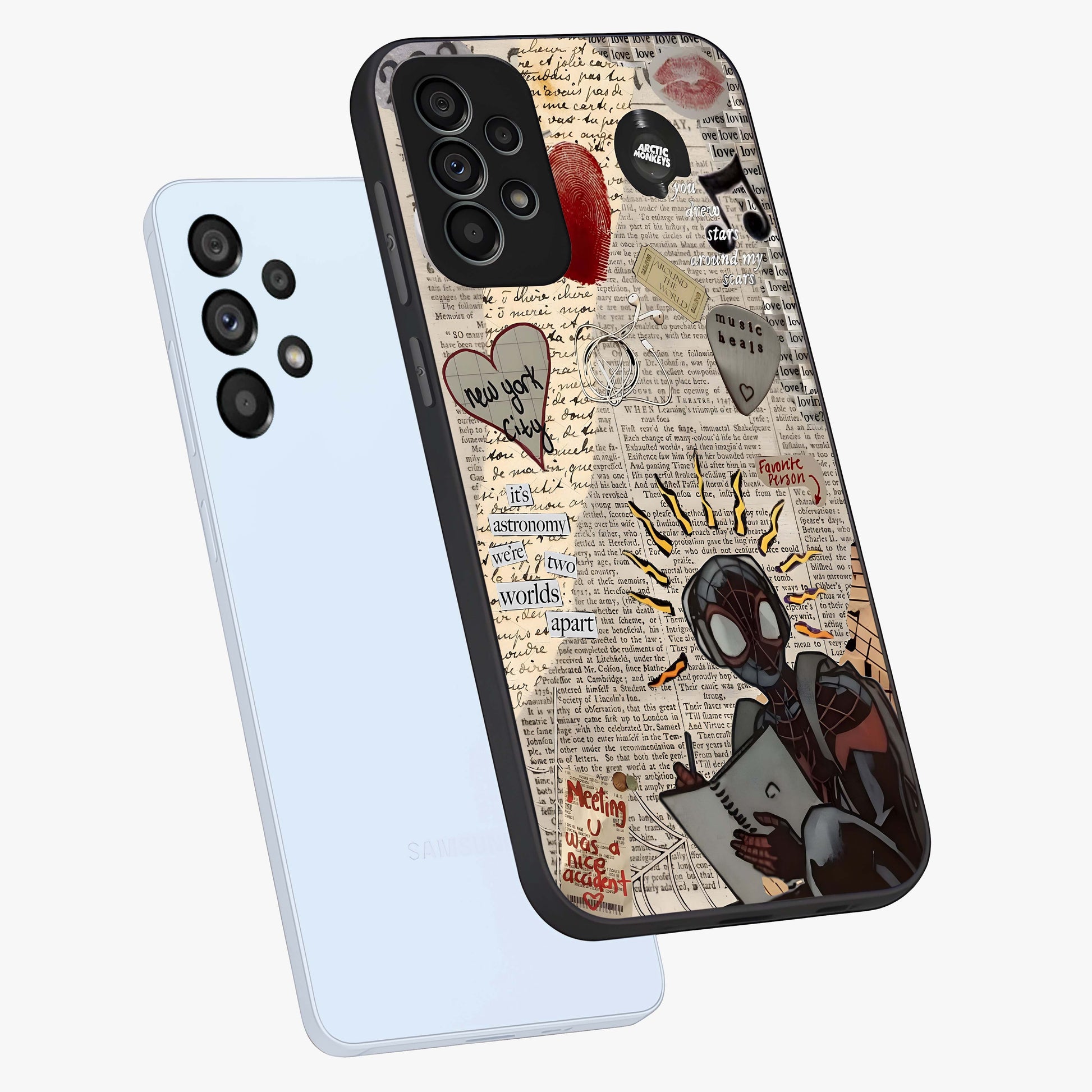 City Dream Sketch Glass Case displayed in angled mockup highlighting minimal city illustration with aesthetic sketch style.