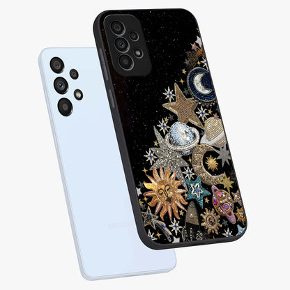 Cosmic Sparkle Dreams Glass Case displayed in angled mockup highlighting dreamy star sparkle design with celestial aesthetic.