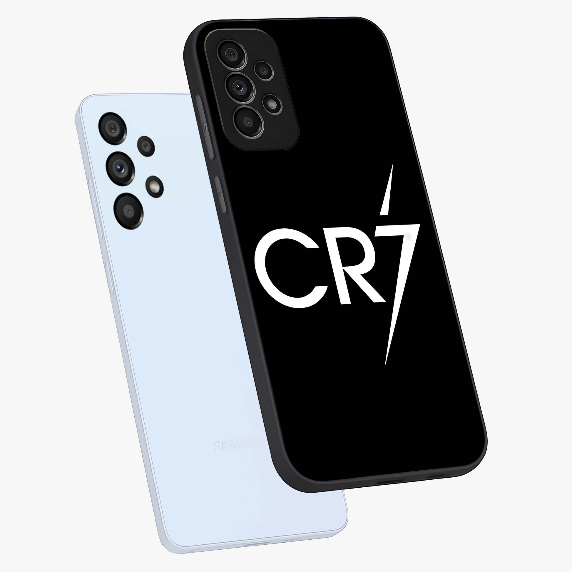 Cr7 Elite Strike Glass Case displayed in angled mockup highlighting powerful sports graphic with bold athletic theme.