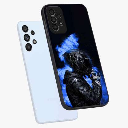 Cyber Sentinel Protocol Glass Case displayed in angled mockup highlighting digital cyber design with sci-fi aesthetic style.