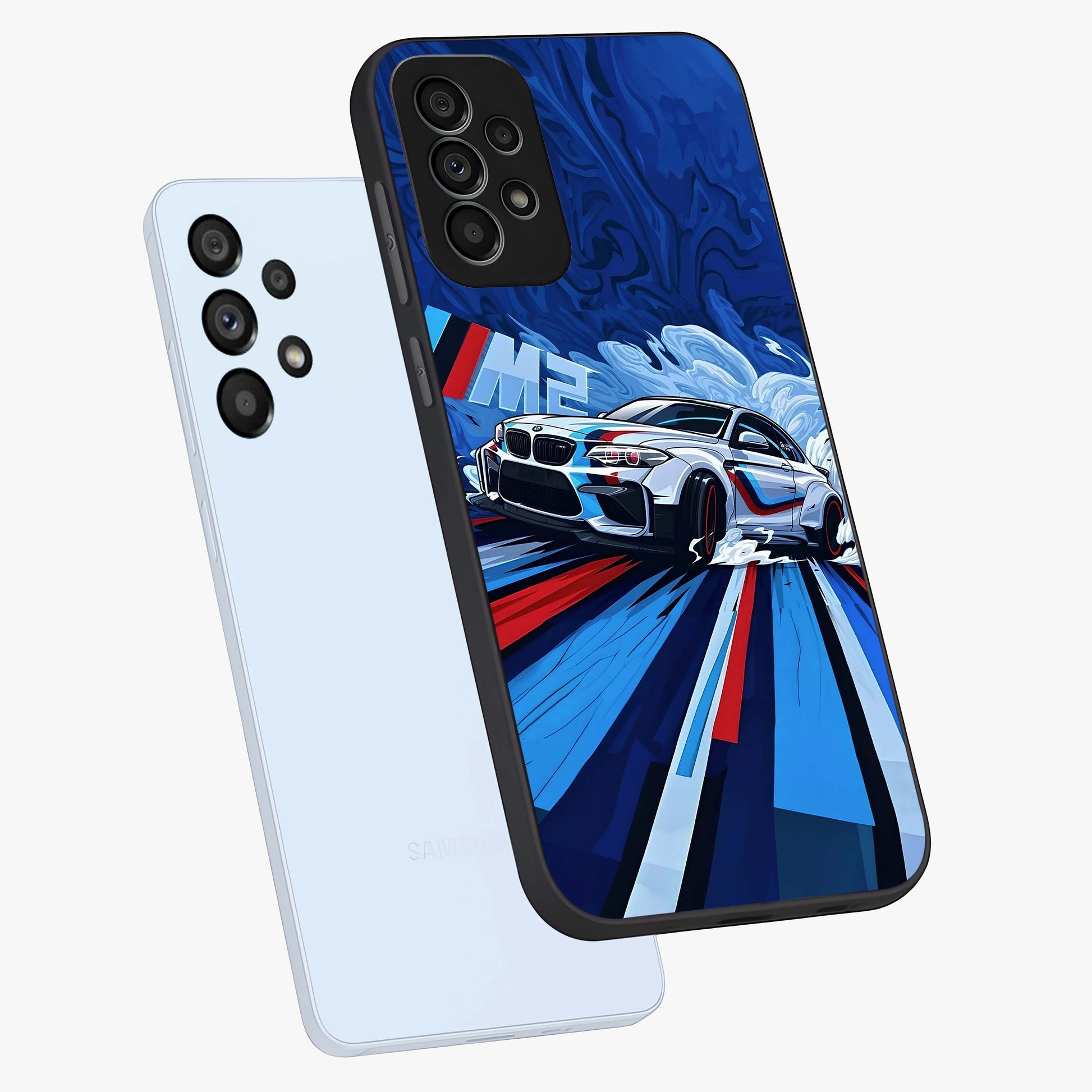 Drift Power Rush Glass Case displayed in angled mockup highlighting powerful drift car design with sporty aesthetic style.