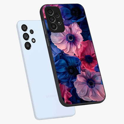 Flower Paper Art Pattern Glass Case displayed in angled mockup highlighting layered paper flower design with artistic aesthetic.