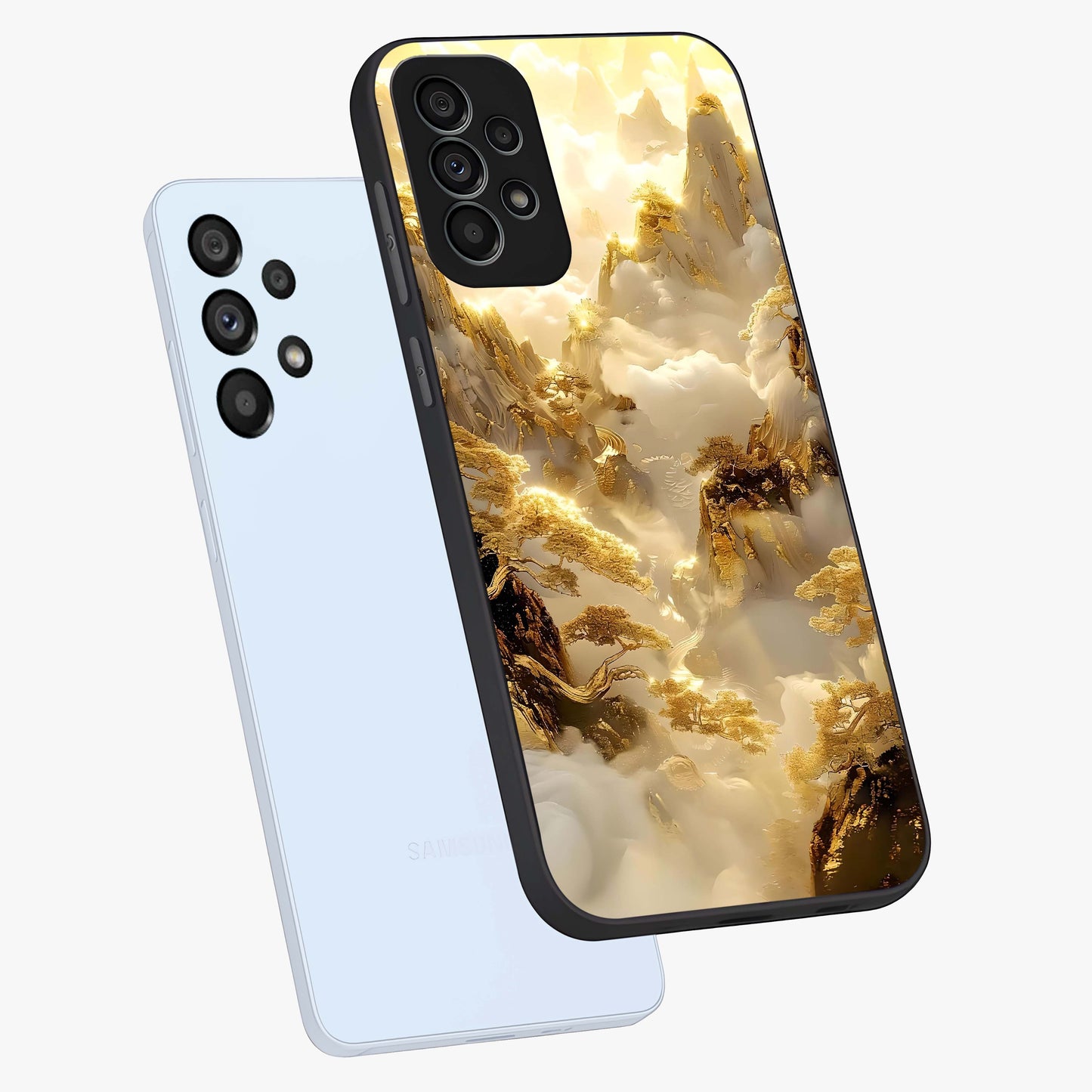 Gates Of Illumination Glass Case displayed in angled mockup highlighting radiant portal inspired design with fantasy aesthetic.