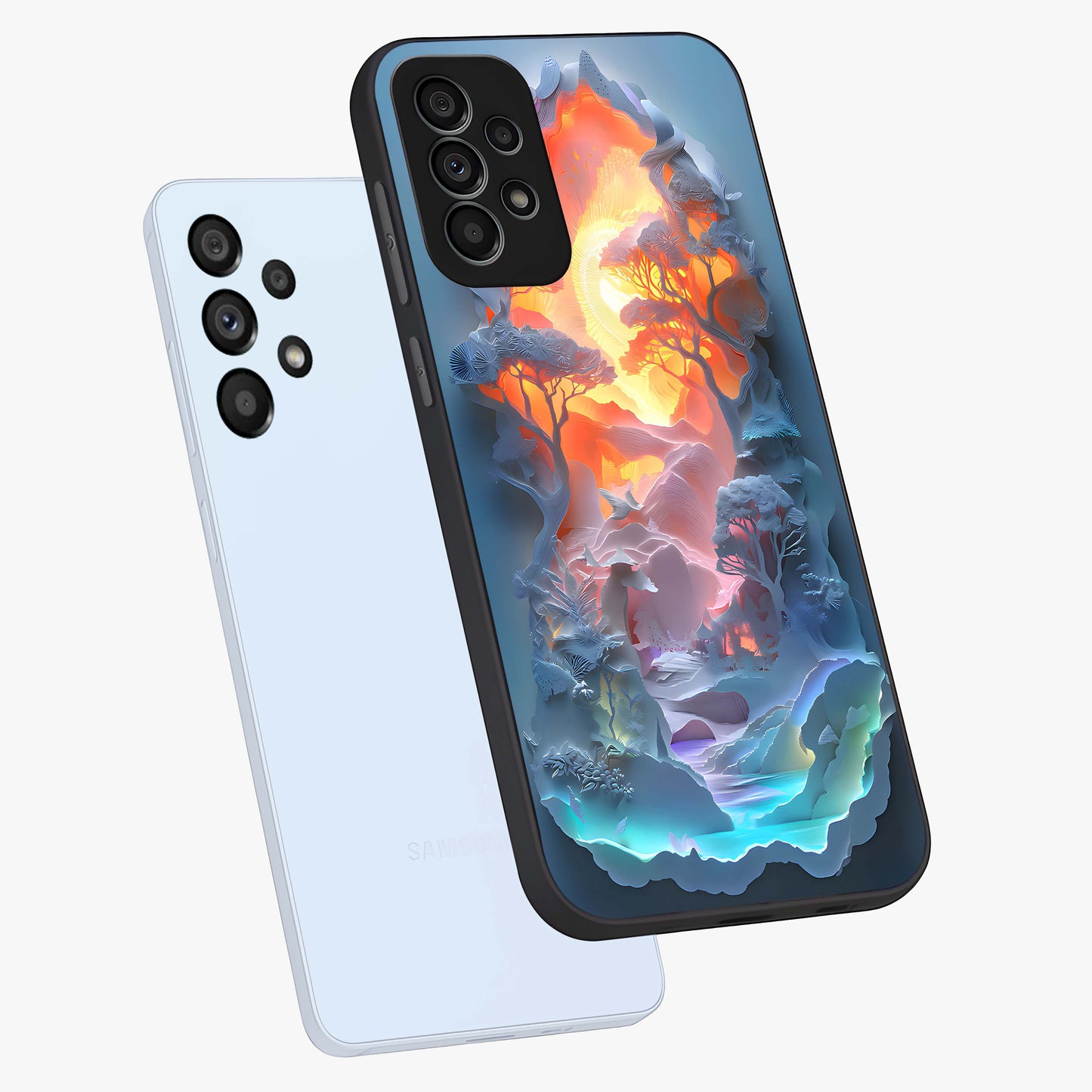 Glow Forest Portal Glass Case displayed in angled mockup highlighting mystical forest design with magical glowing aesthetic.