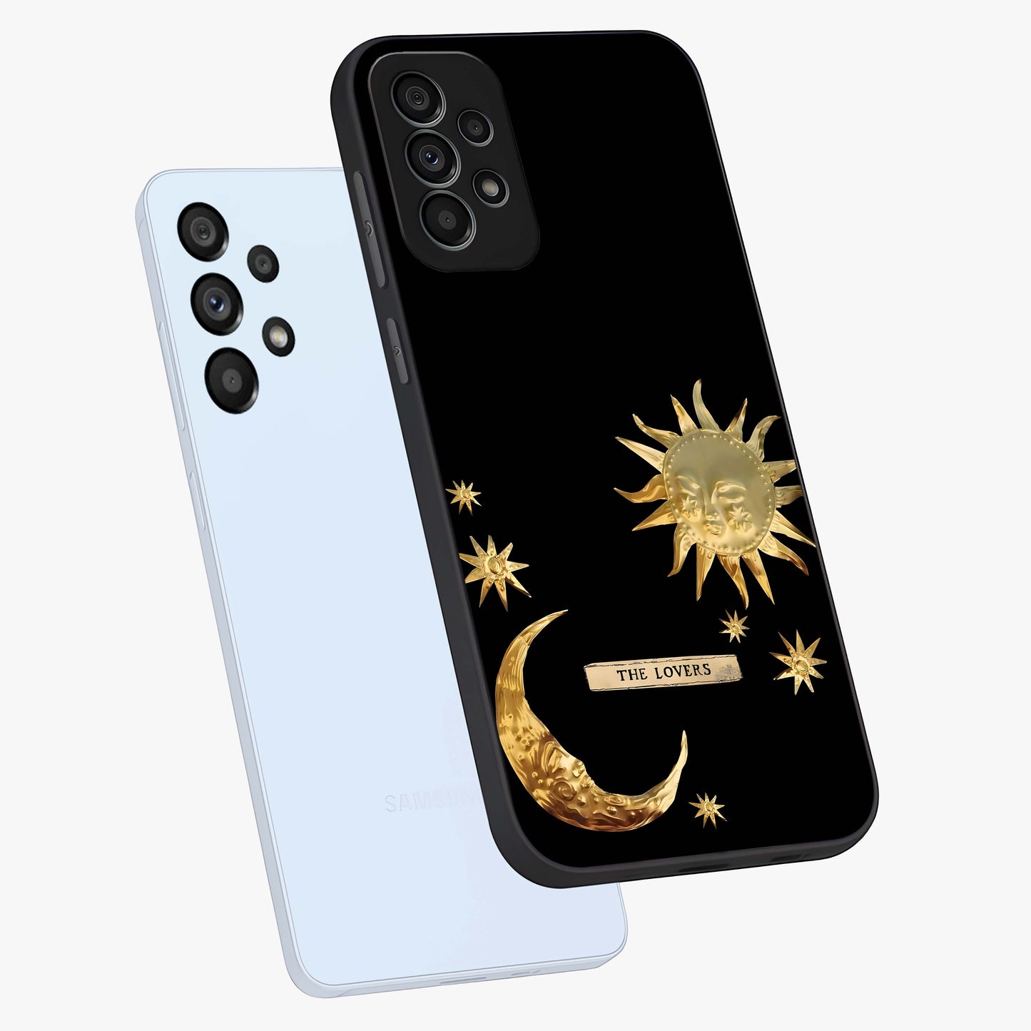Gold Sun Blush Glass Case displayed in angled mockup highlighting radiant sun design with warm golden aesthetic.