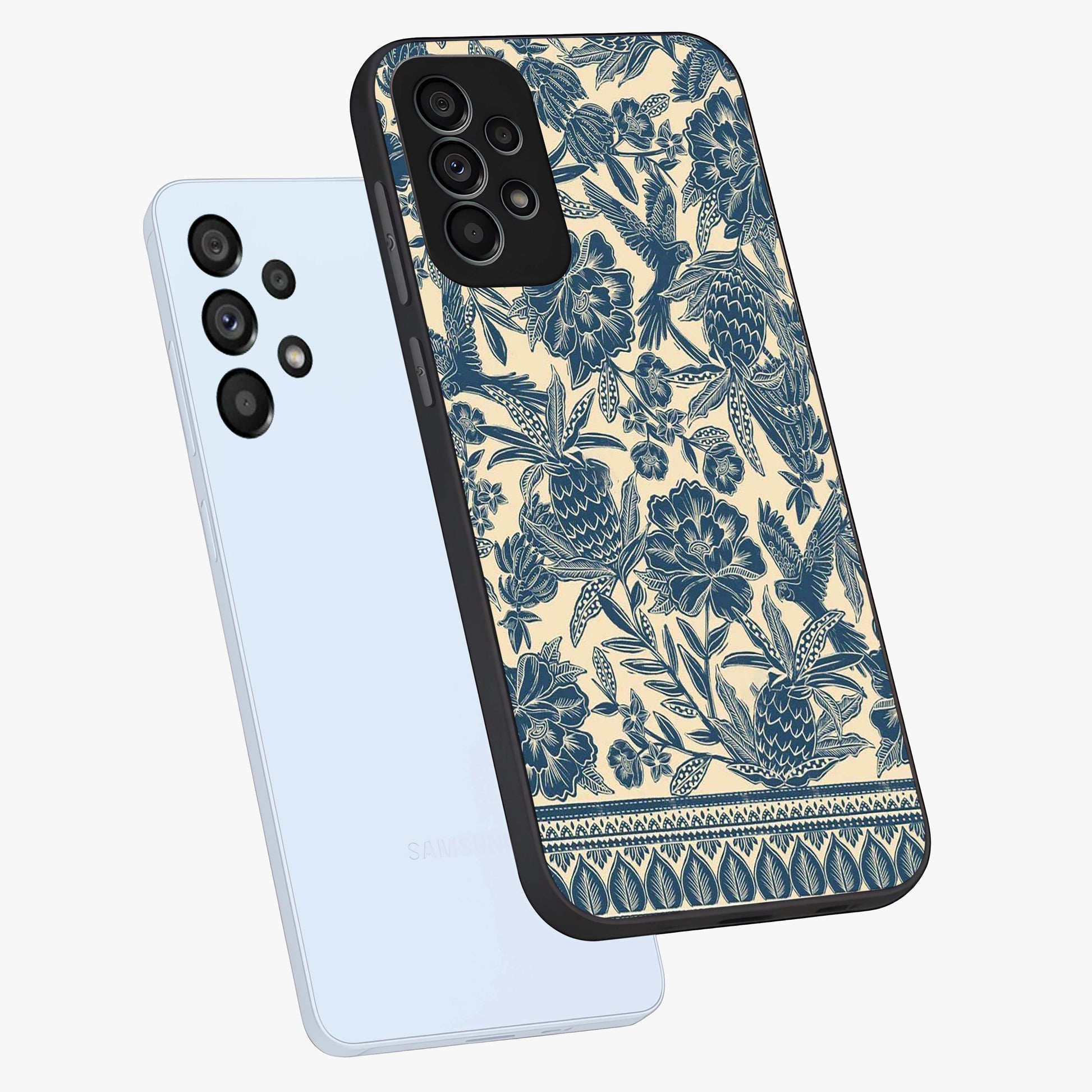 Heirloom Wild Bloom Glass Case displayed in angled mockup highlighting botanical bloom design with classic aesthetic style.
