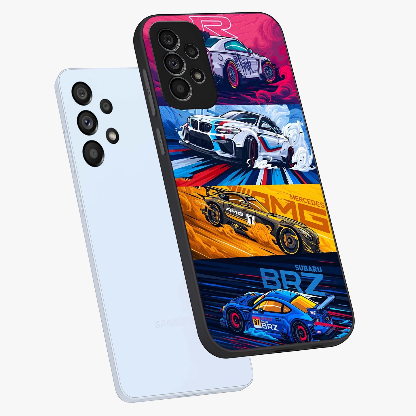 JDM Sports Car Glass Case displayed in angled mockup highlighting sleek Japanese racing car design with automotive aesthetic.