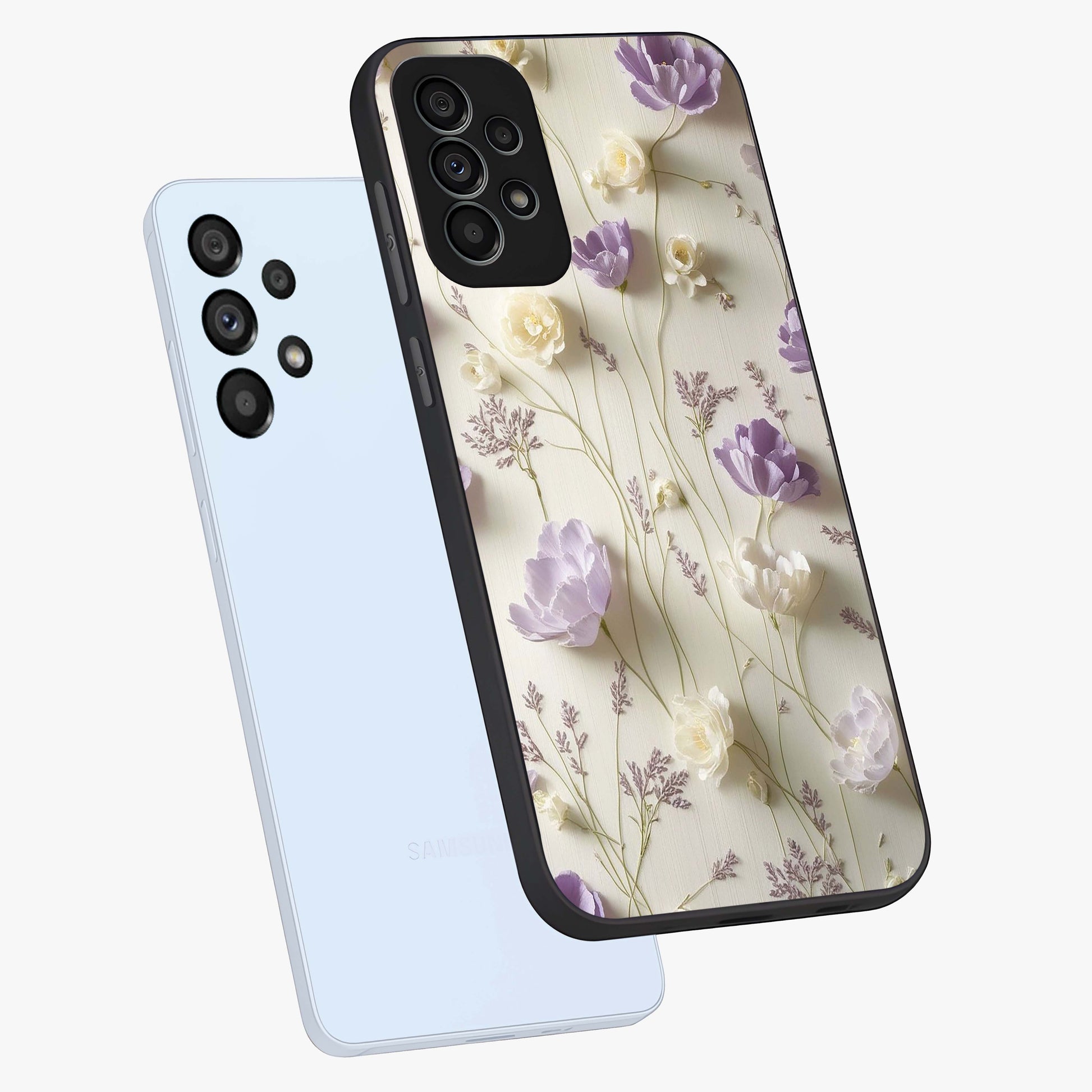 Lilac Breeze Harmony Glass Case displayed in angled mockup highlighting calm lilac breeze design with soothing aesthetic style.
