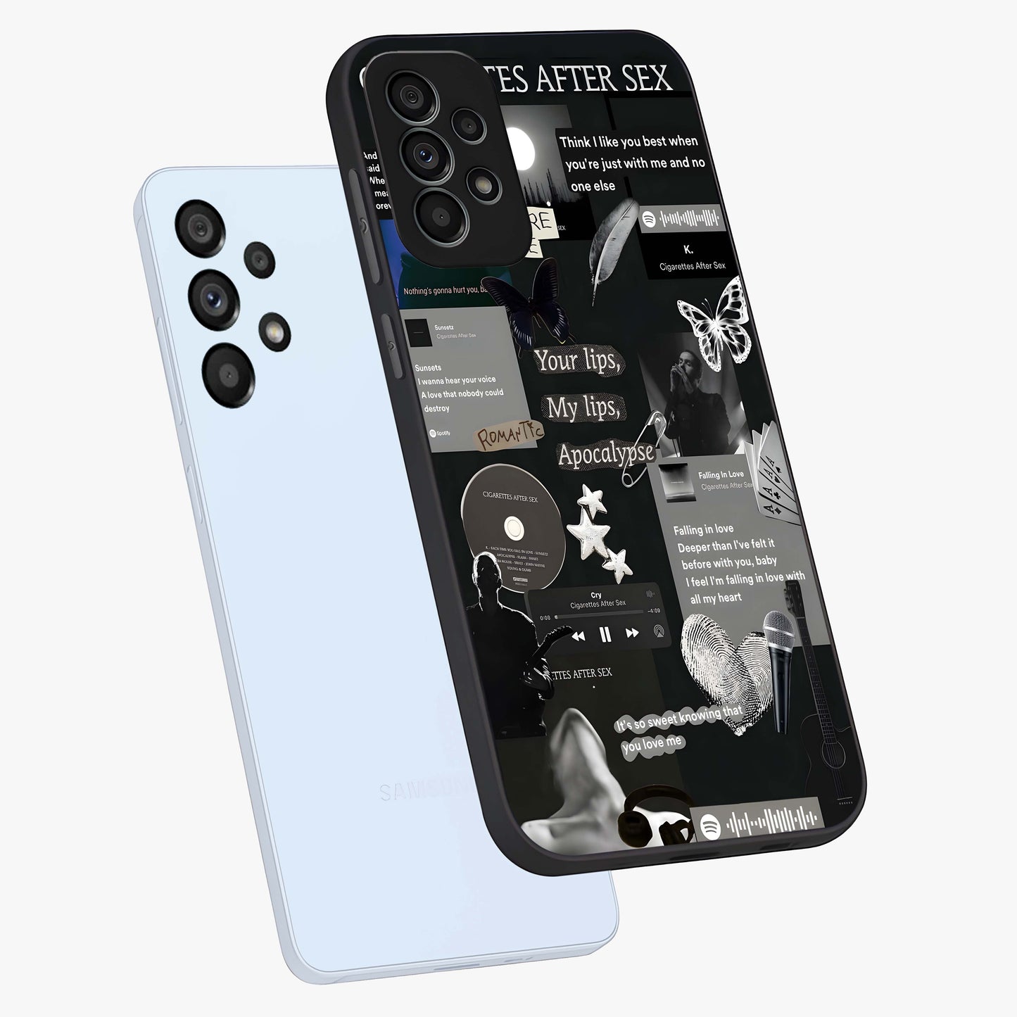 Midnight Love Echo Glass Case displayed in angled mockup highlighting elegant love inspired design with deep aesthetic style.