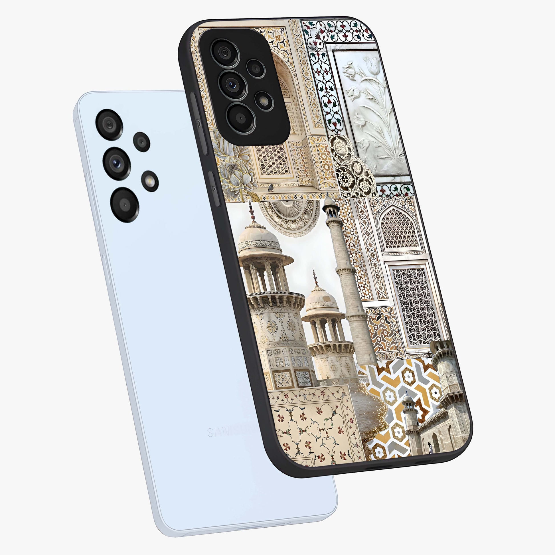Mughal Marble Legacy Glass Case displayed in angled mockup highlighting elegant heritage marble artwork with royal aesthetic.