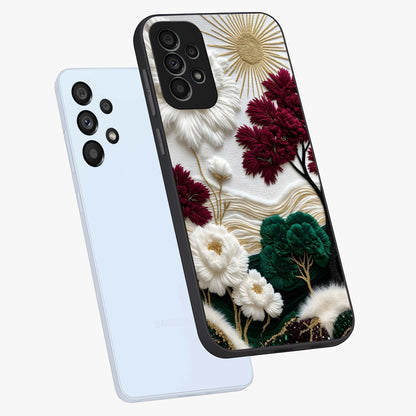 Radiant Bloom Elegance Glass Case displayed in angled mockup highlighting graceful floral design with radiant aesthetic style.