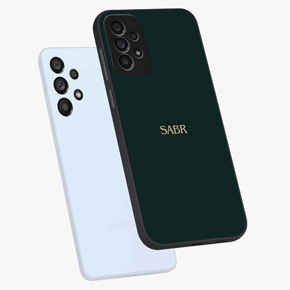 Sabr Minimal Patience Glass Case displayed in angled mockup highlighting simple inspirational design with clean aesthetic style.