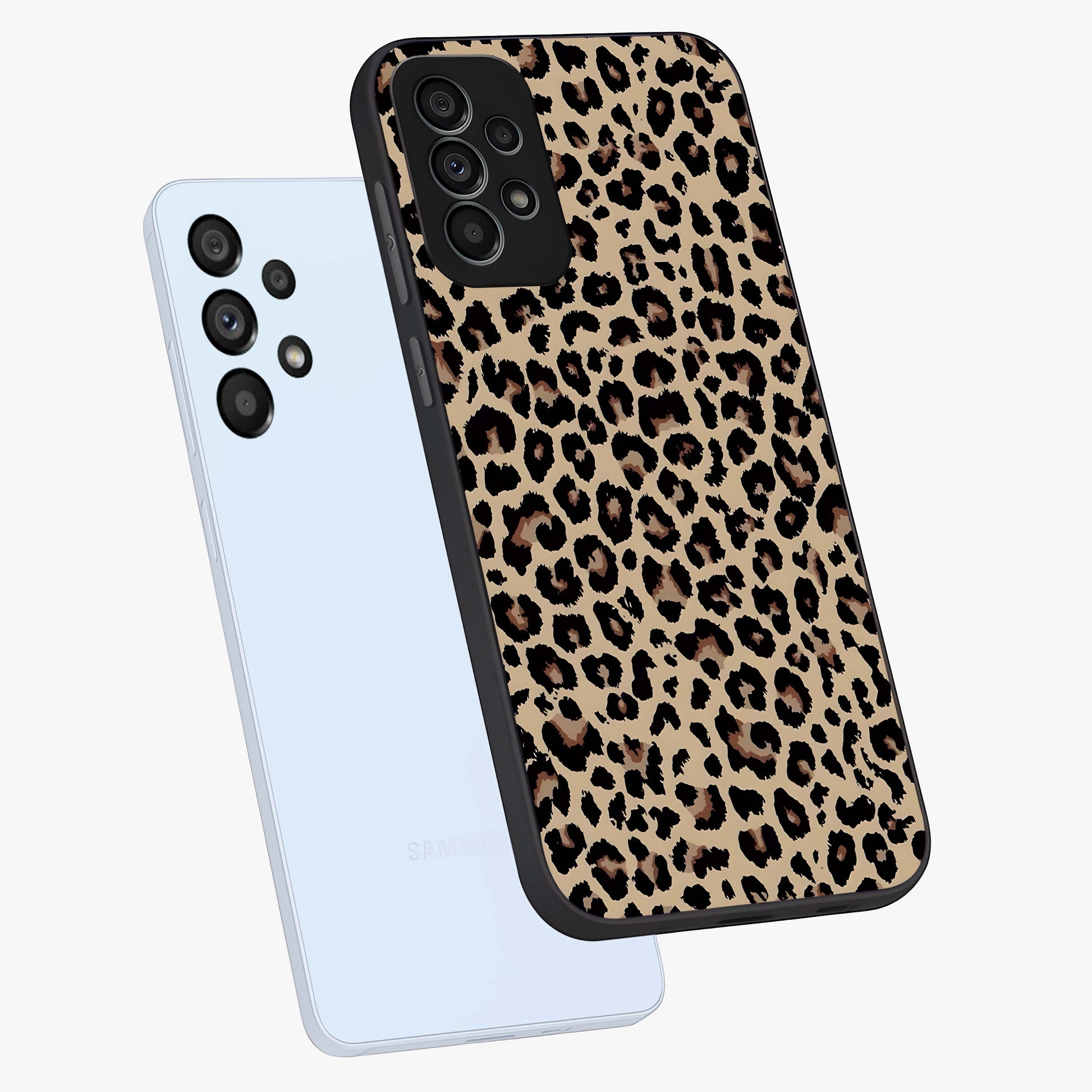 Savage Chic Pattern Glass Case displayed in angled mockup highlighting bold fashion inspired design with chic aesthetic.