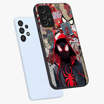 Spider Collage Street Glass Case displayed in angled mockup highlighting dynamic street style collage design with comic aesthetic.