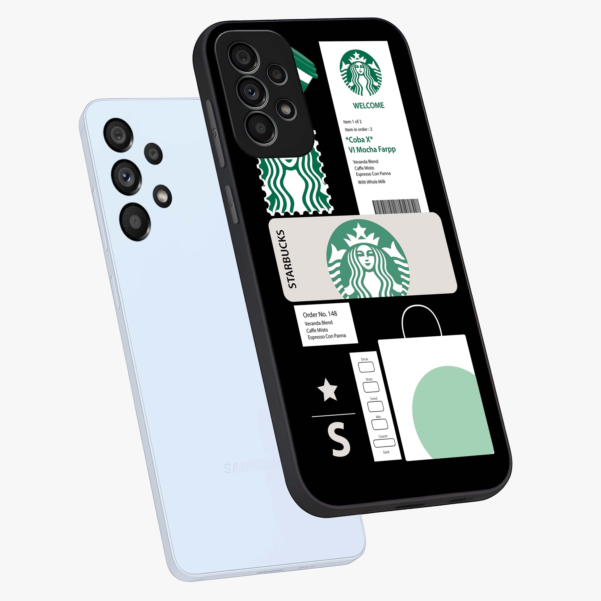 Starbucks Mocha Glass Case displayed in angled mockup highlighting stylish mocha themed design with cozy café aesthetic.