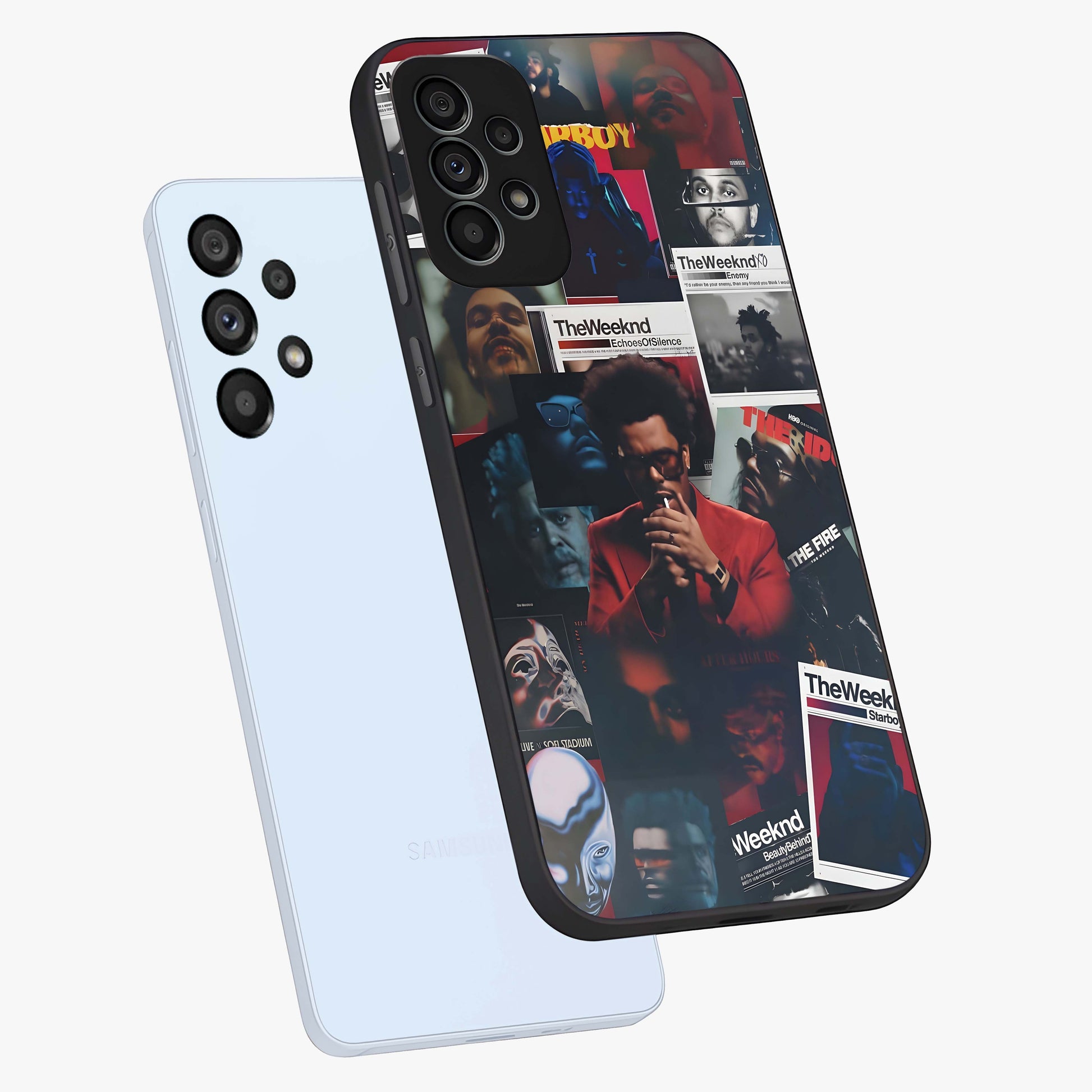 The Weeknd Glass Case displayed in angled mockup highlighting stylish pop culture inspired design with modern aesthetic.