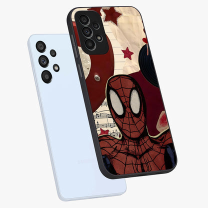 Web Warrior Vibes Glass Case displayed in angled mockup highlighting dynamic web design with comic style aesthetic.