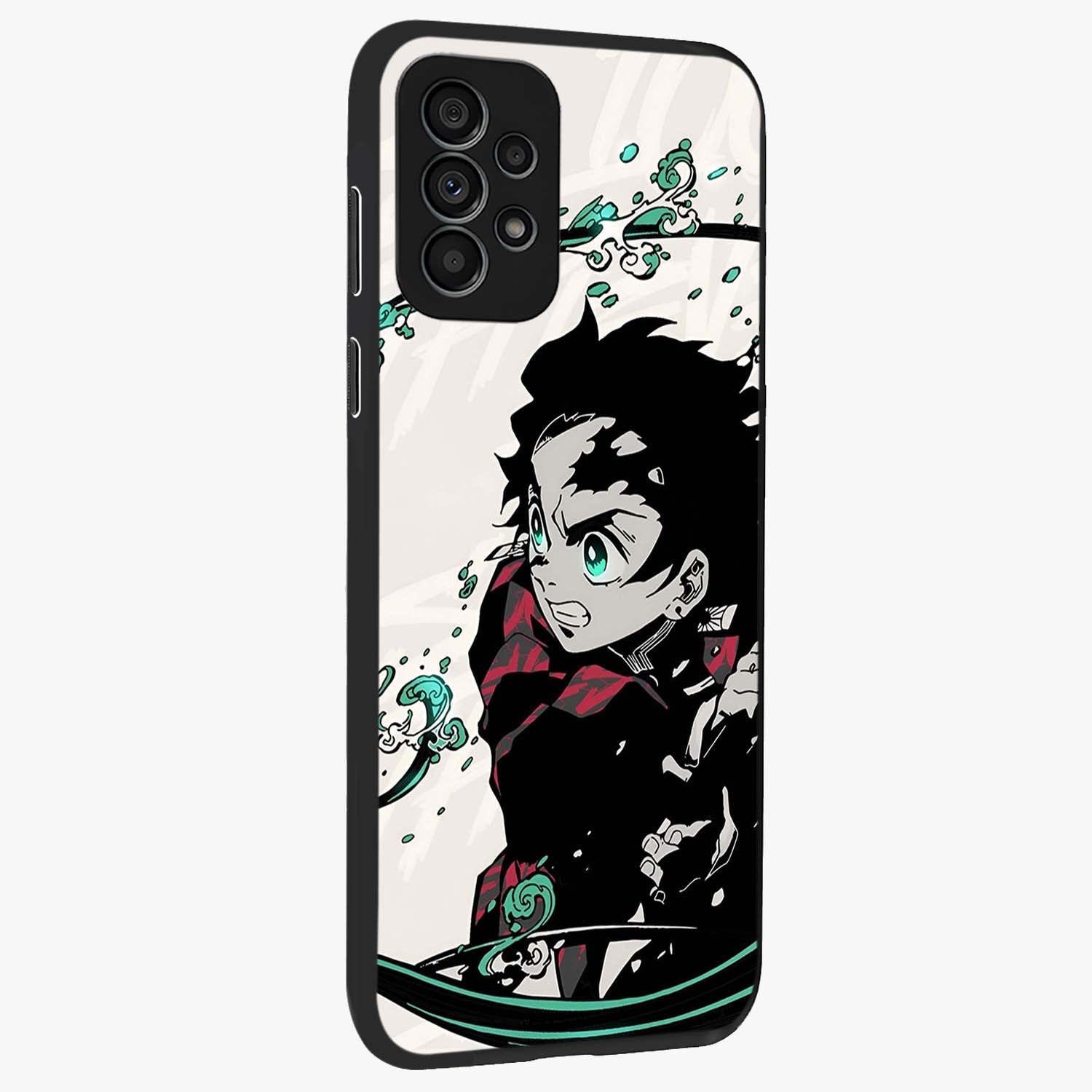 Demon Slayer Glass Case upright view showcasing powerful anime artwork with intense warrior theme.