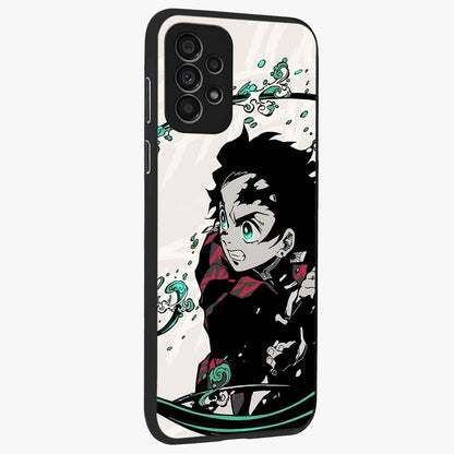 Demon Slayer Glass Case upright view showcasing powerful anime artwork with intense warrior theme.