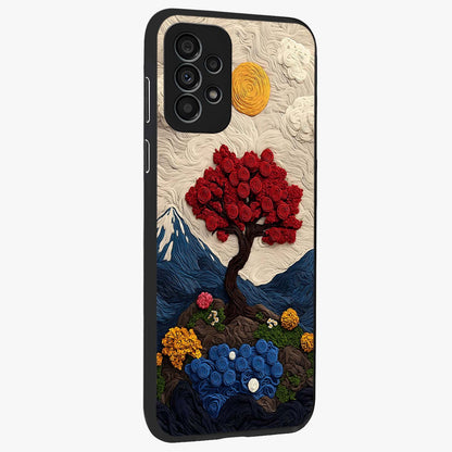 Eternal Nature Tapestry Glass Case upright view showcasing elegant nature tapestry design with decorative style.