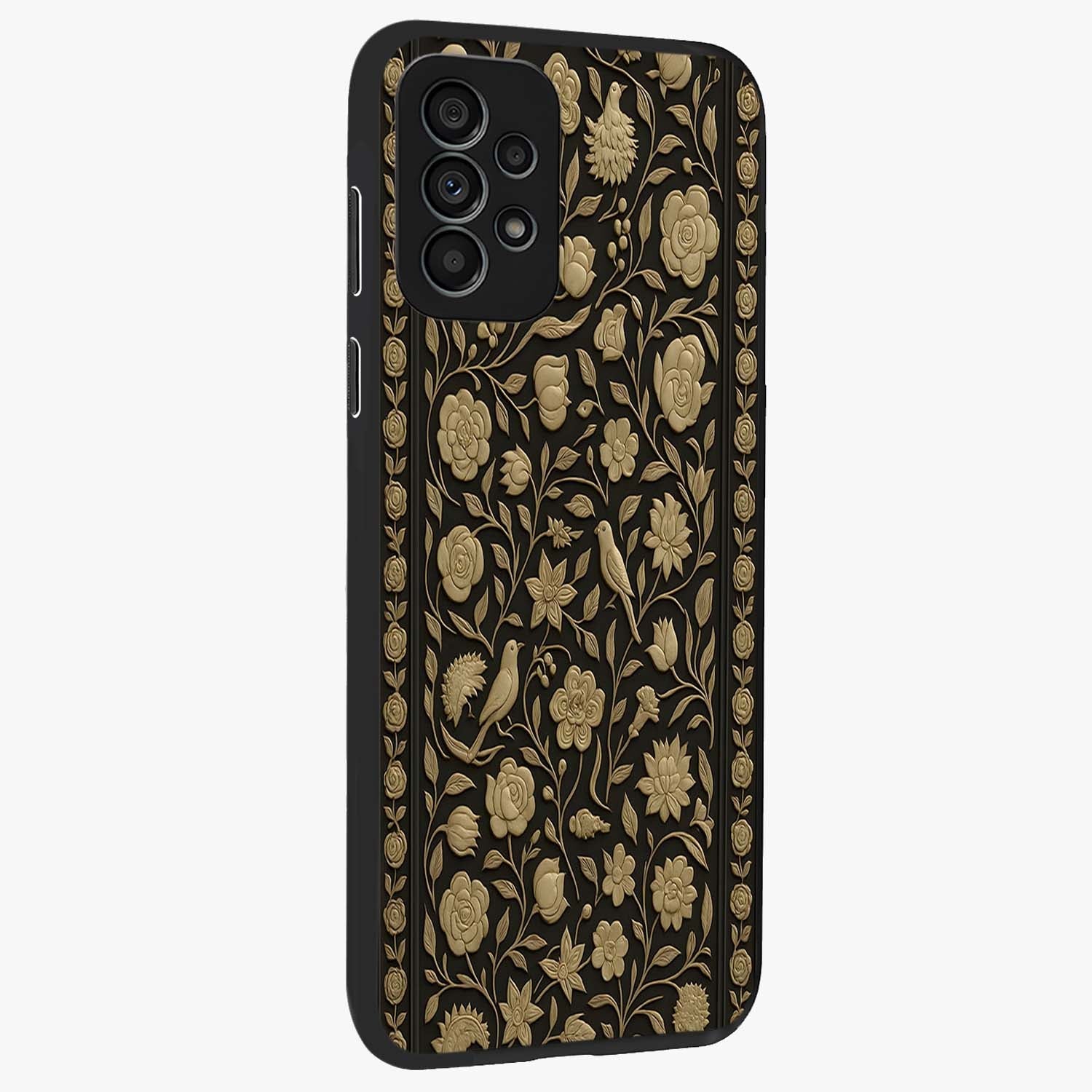 Golden Evil Eye Mandala Glass Case upright view showcasing decorative evil eye mandala artwork with spiritual aesthetic style.
