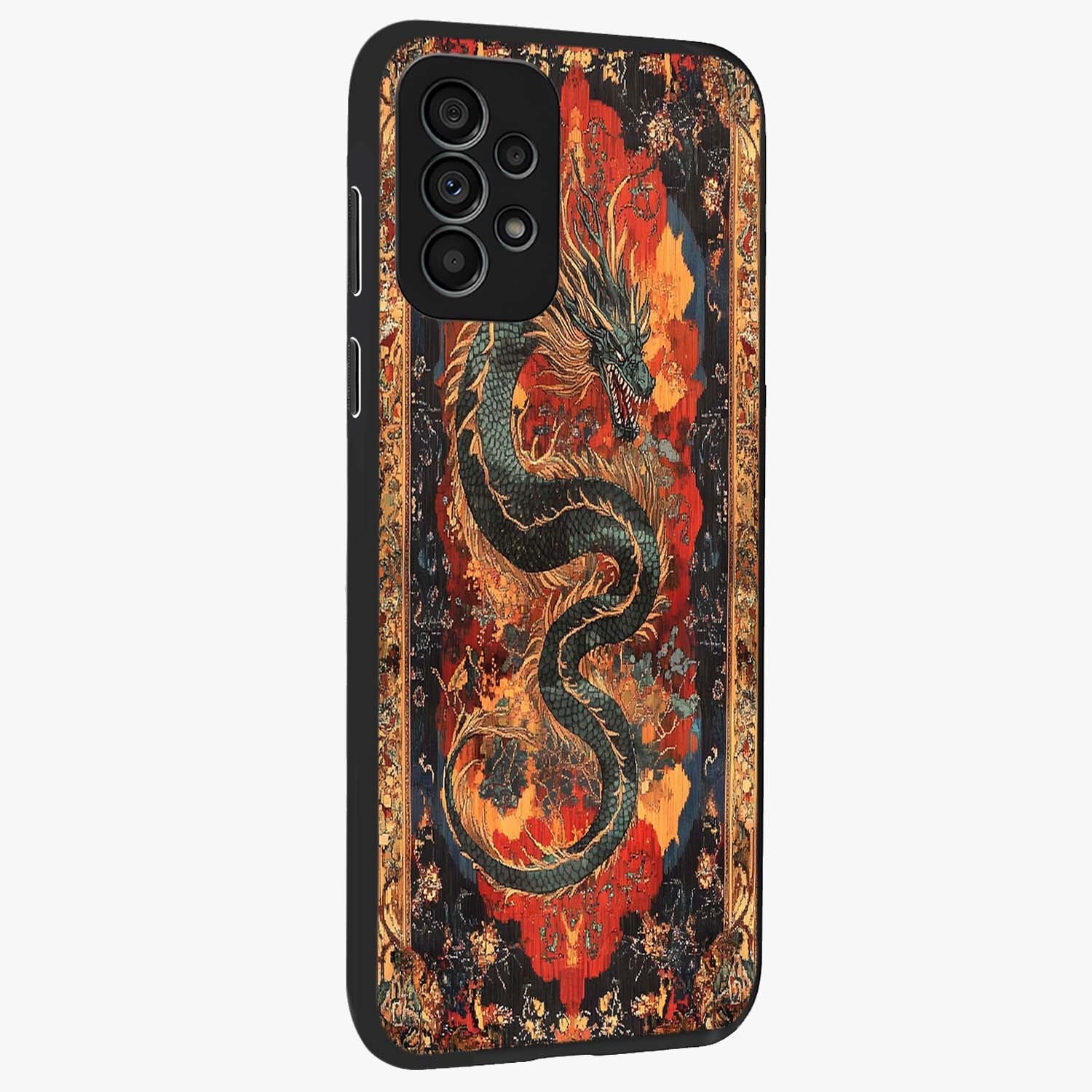 Inferno Dragon Soul Glass Case upright view showcasing intense dragon artwork with fantasy fire theme.