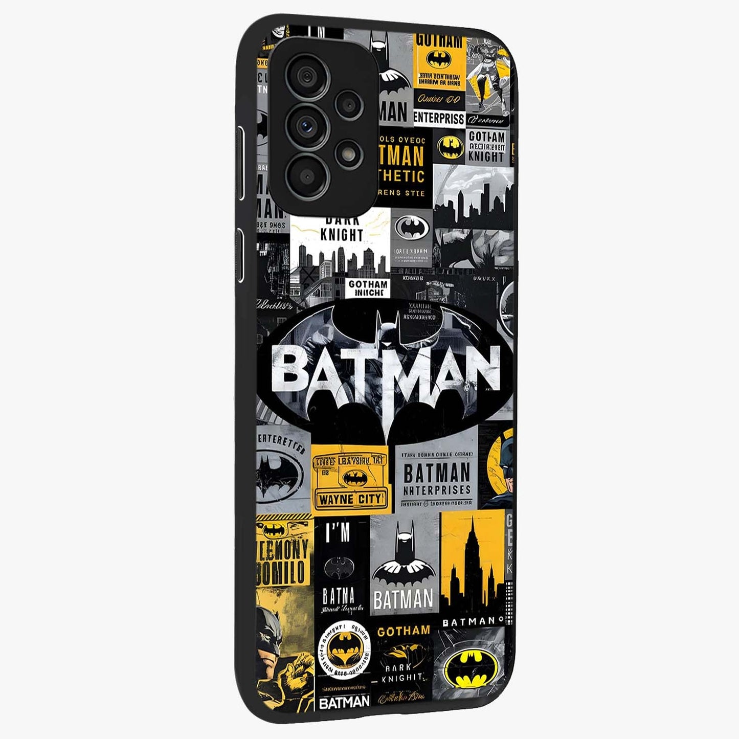 Knight Gotham Rise Glass Case upright view showcasing bold vigilante themed artwork with gothic city vibe.