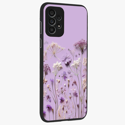 Lavender Blossom Dream Glass Case upright view showcasing delicate lavender blossom artwork with peaceful floral theme.