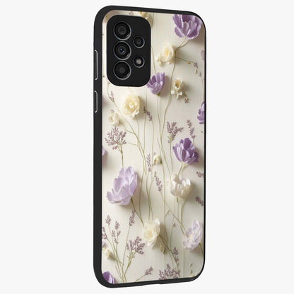Lilac Breeze Harmony Glass Case upright view showcasing delicate lilac artwork with peaceful floral theme.