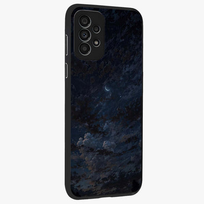 Lunar Veil Silence Glass Case upright view showcasing calm moon themed artwork with serene night atmosphere.